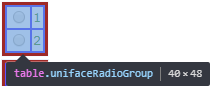 RadioGroup widget showing widget binding to table