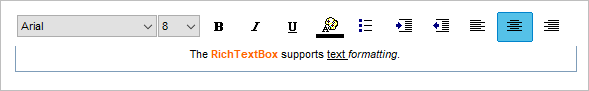 RichTextBox widget with complete toolbar and formatted text.