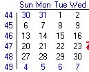 Week Numbers Shown in Calendar Widget