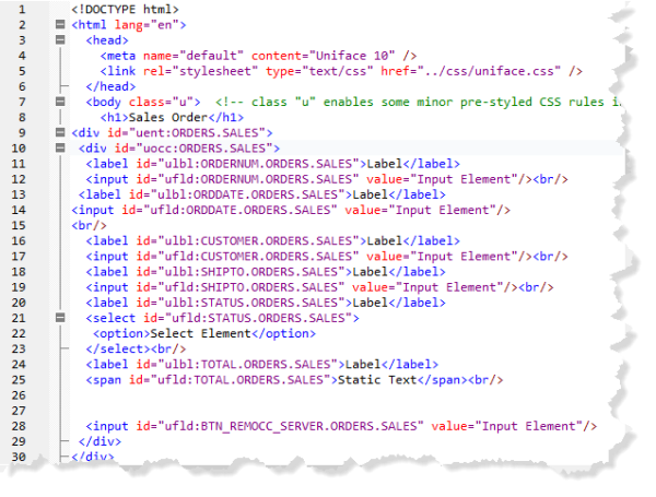 HTML layout of DSP component