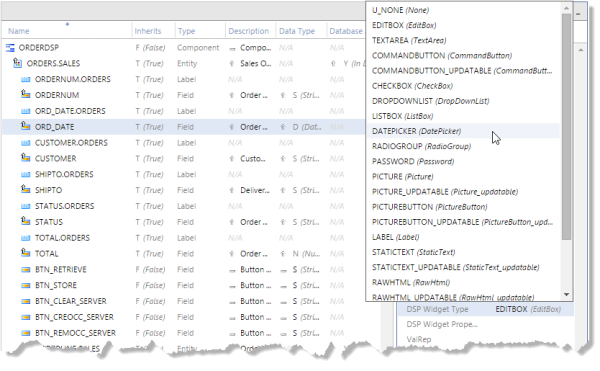 DSP Widget Type list