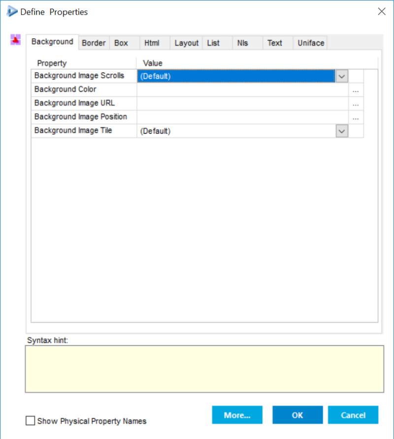 DSP Edit Box widget properties dialog