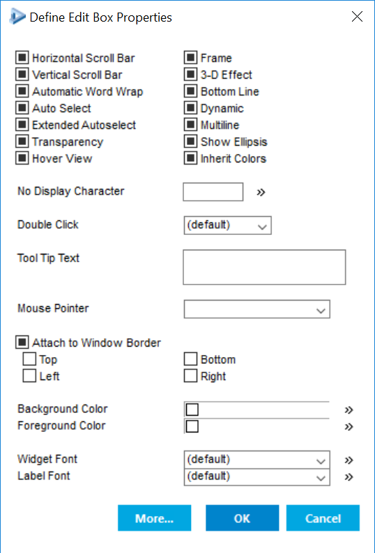 FRM Edit Box widget properties dialog