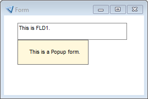 Popup form displayed below a field