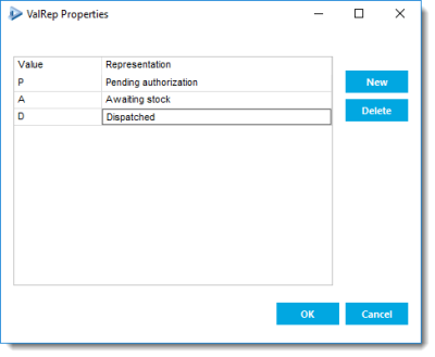 ValRep property dialog