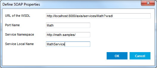 Define SOAP Parameters dialog