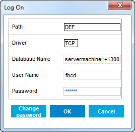 Uniface Log On dialog for network path requiring extended login