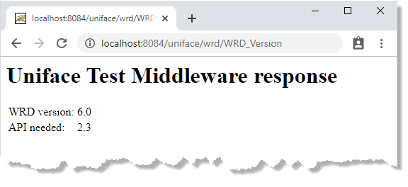 Web page displayed if middleware is working
