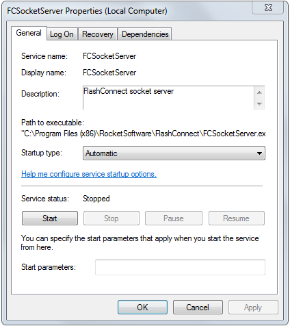 Starting The Flashconnect Socket Server Manager From The Windows Control Panel